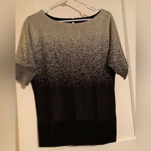 White House Black Market Gold and Black Sparkly short sleeve sweater